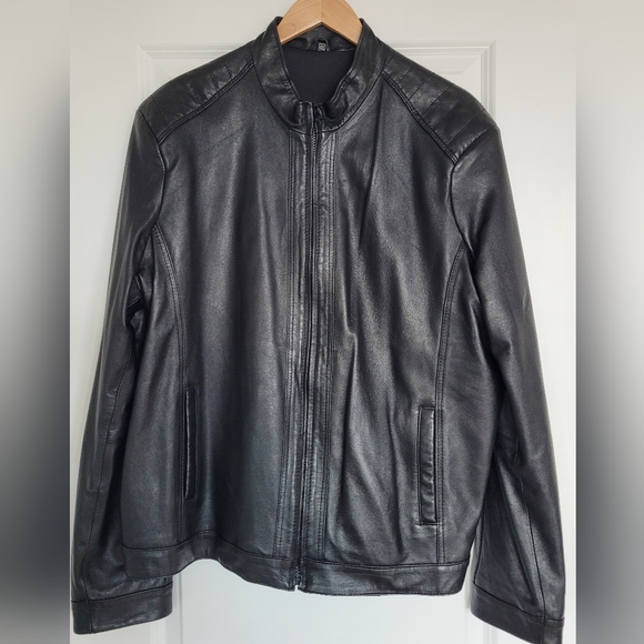 Men's Black Leather Jacket - Size 4XL - Picture 1 of 11